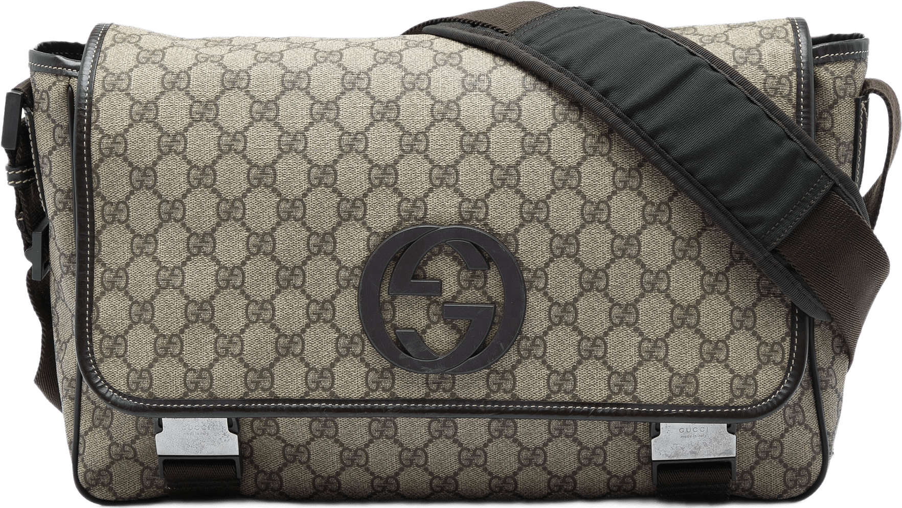 Gucci Gg Supreme Interlocking G Crossbody, från Luxclusif, i färgen beige.