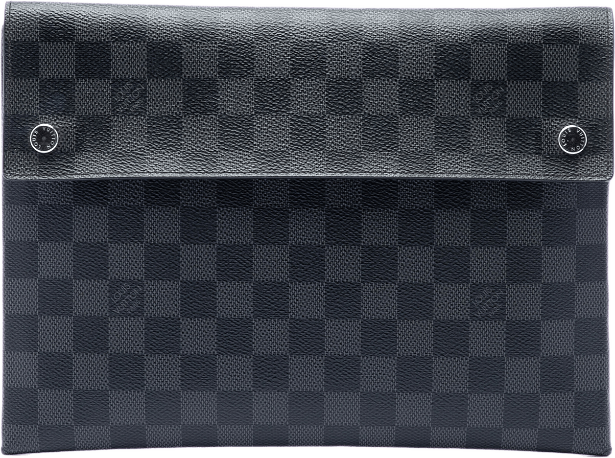 Louis Vuitton Damier Graphite Alpha Triple Pochette, från Luxclusif, i färgen svart.