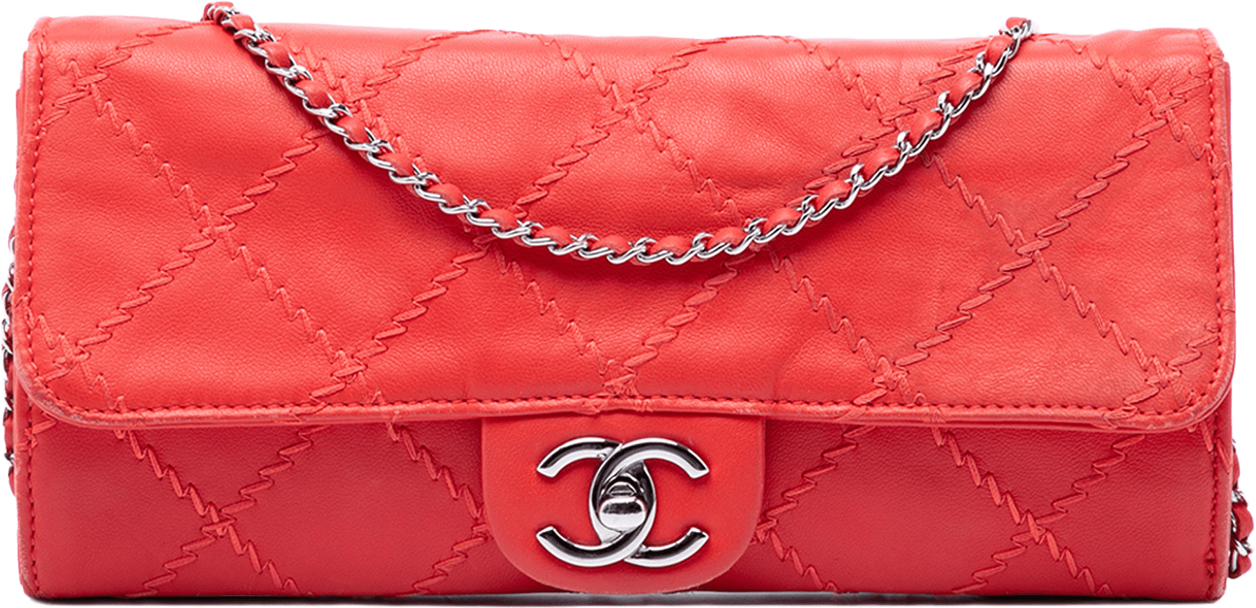 Chanel Cc Quilted Lambskin Ultimate Stitch Wallet On Chain, från Luxclusif, i färgen röd.