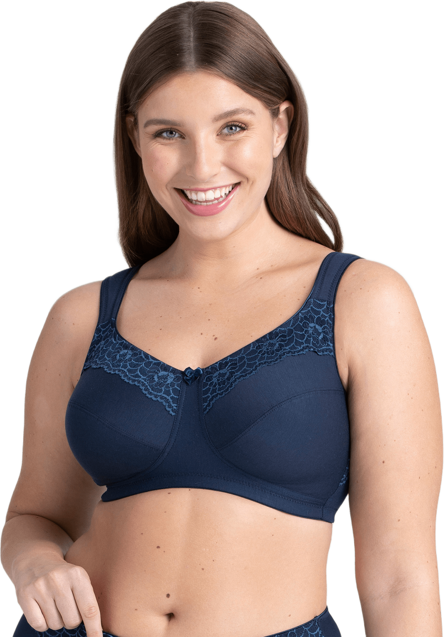 Cotton Now Minimizer Bh Utan Bygel, från Miss Mary of Sweden, i färgen mörkblå.