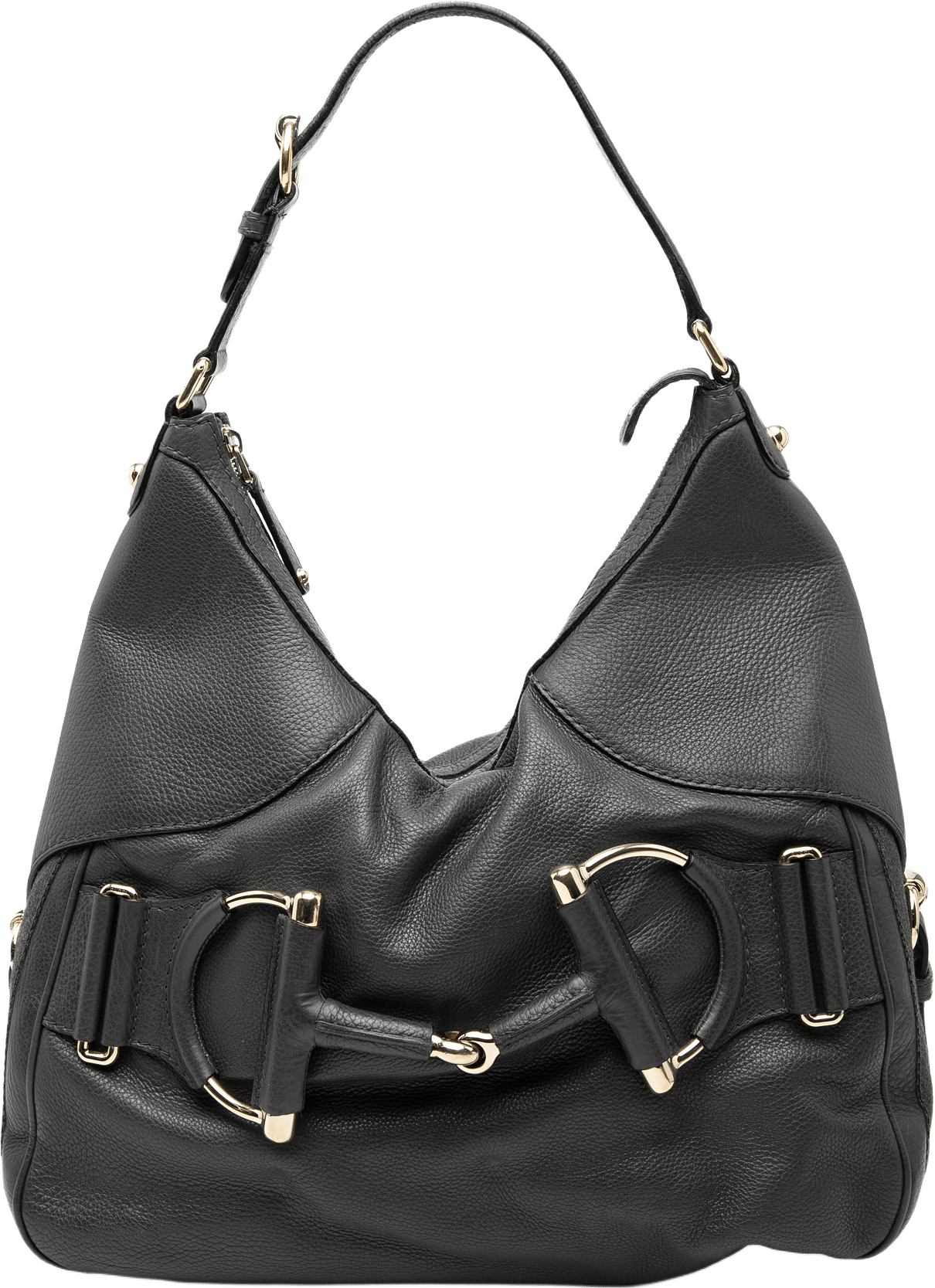 Gucci Leather Web Horsebit Heritage Hobo, från Luxclusif, i färgen black.