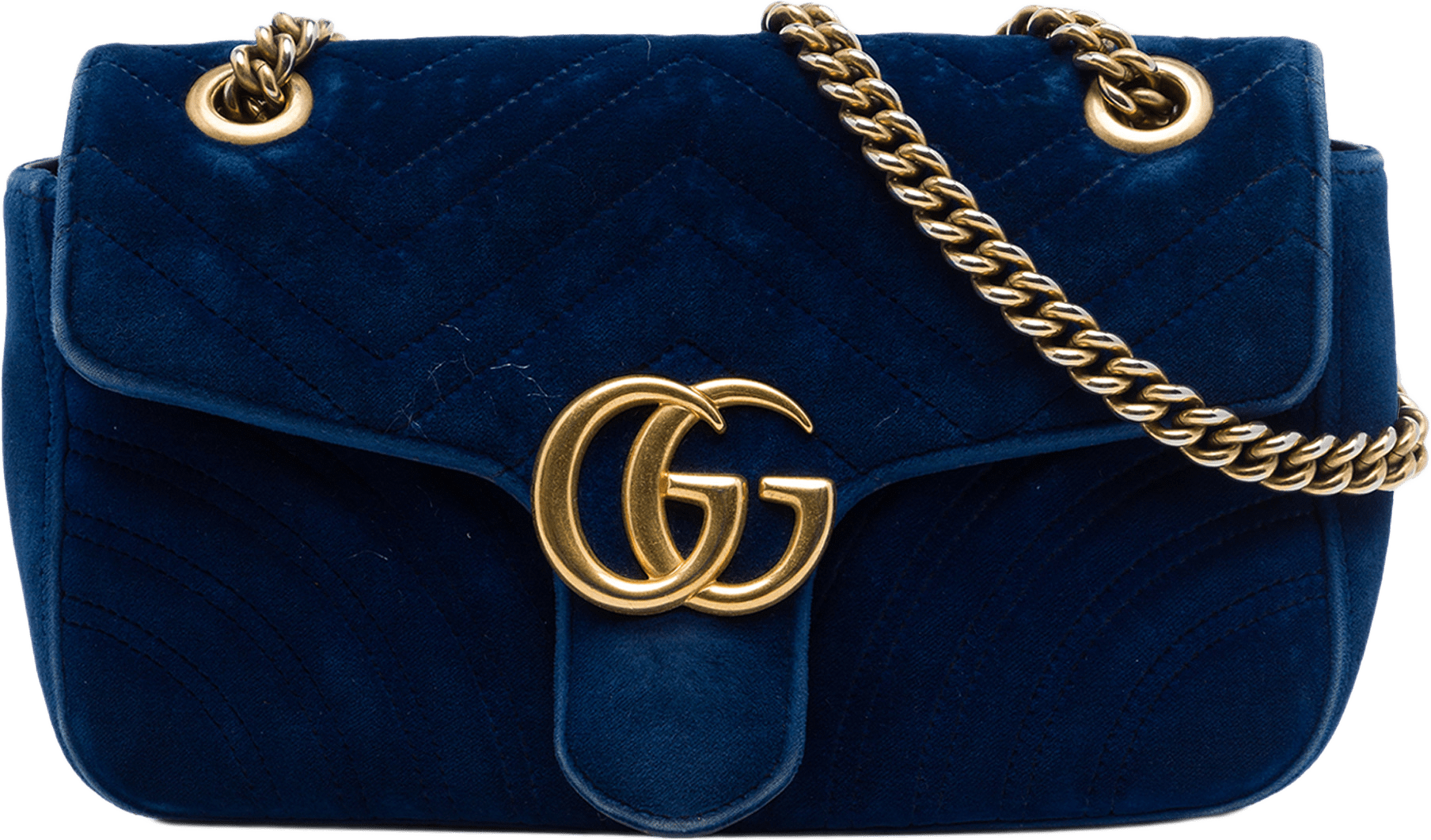 Gucci Medium Gg Marmont Matelasse Velvet Shoulder Bag, från Luxclusif, i färgen blå.