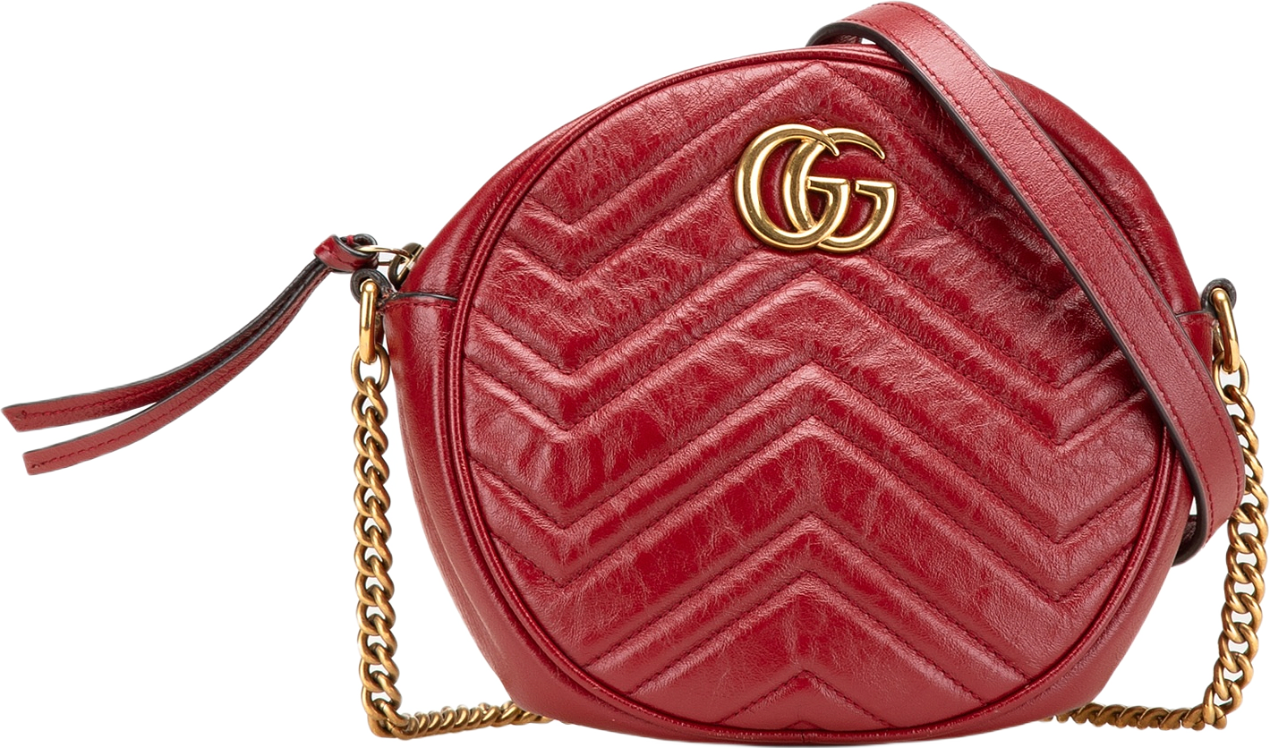 Gucci Mini Gg Marmont Matelasse Leather Round Crossbody