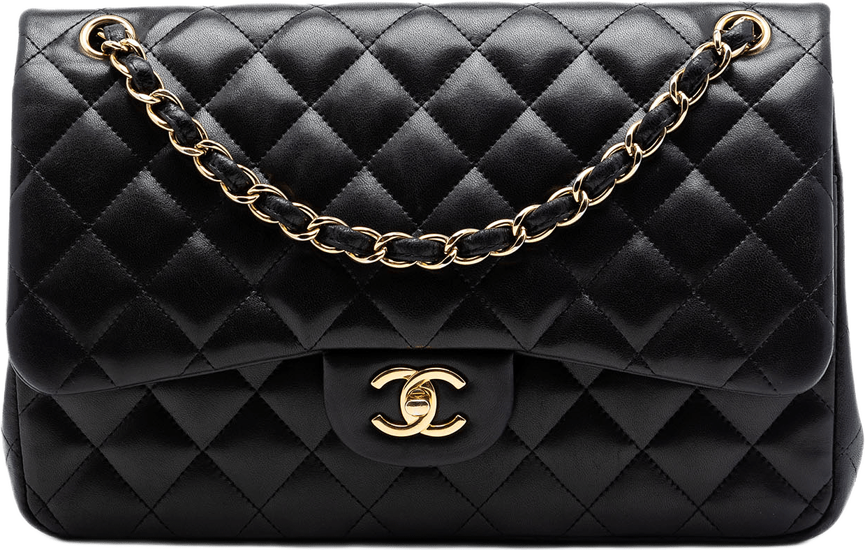 Chanel Jumbo Classic Lambskin Double Flap, från Luxclusif, i färgen svart.