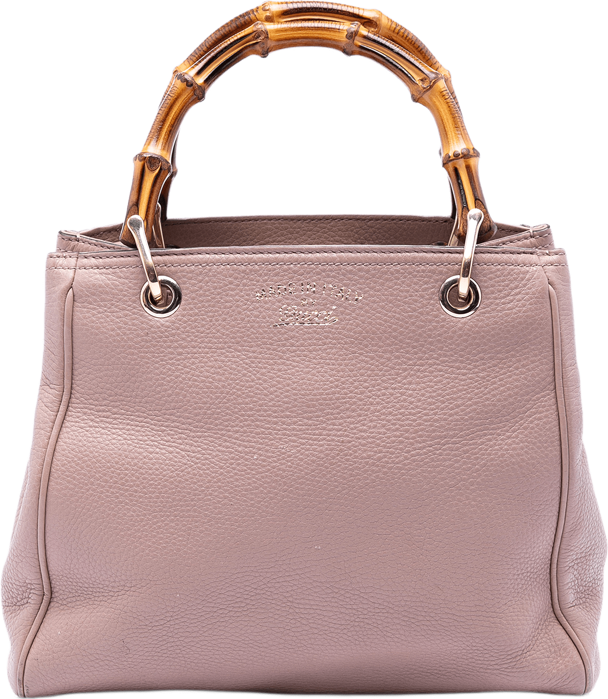 Gucci Small Calfskin Bamboo Shopper Satchel, från Luxclusif, i färgen rosa.