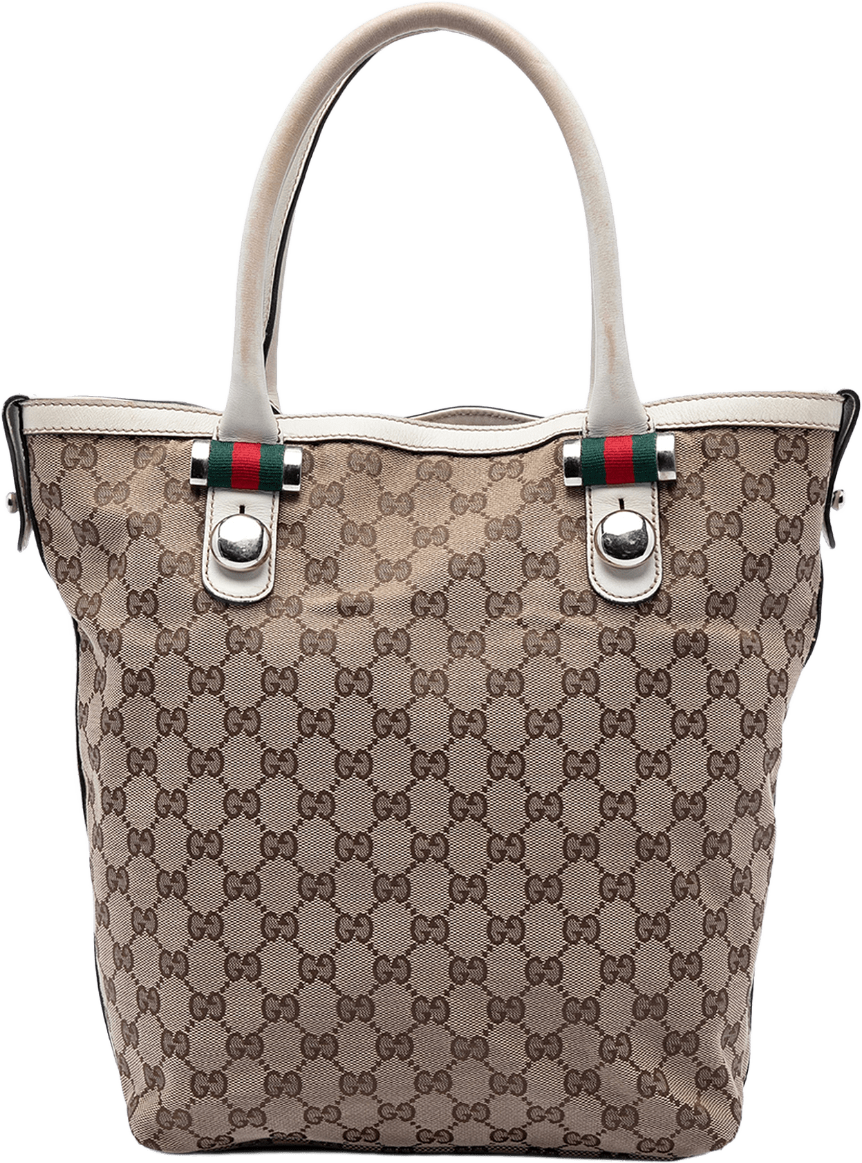 Gucci Gg Canvas Web Match Ball Tote, från Luxclusif, i färgen beige.