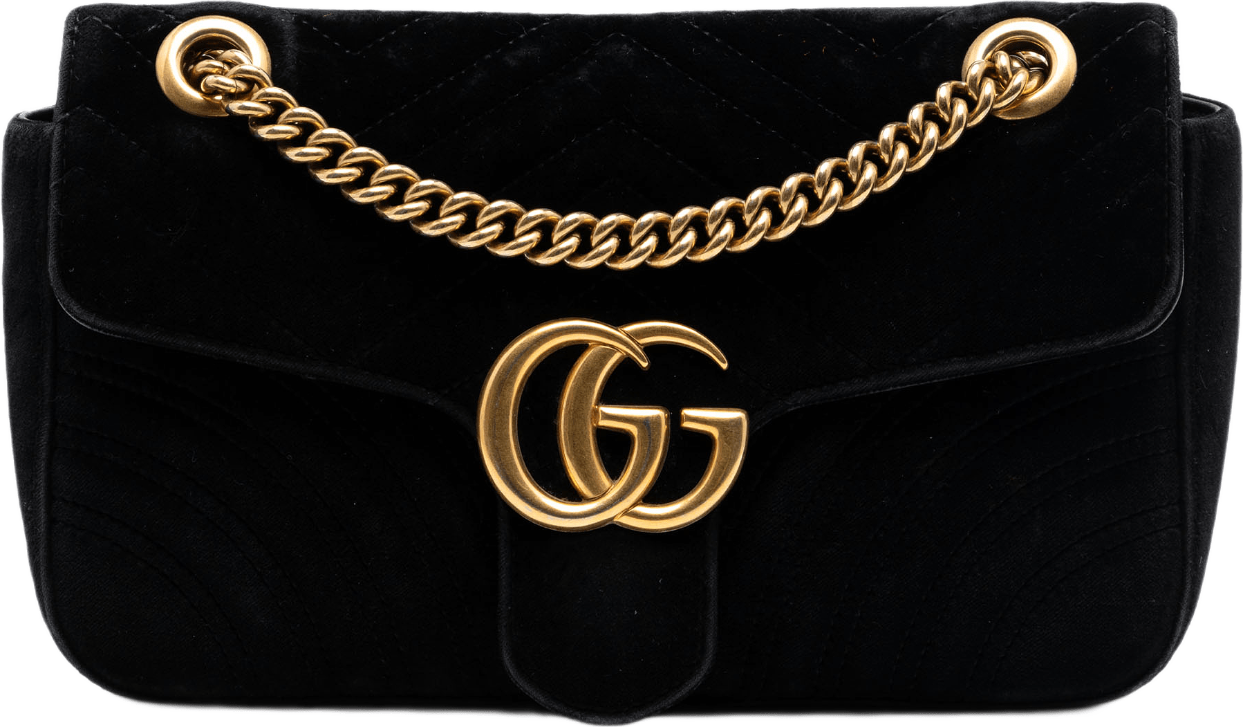 Gucci Medium Gg Marmont Matelasse Velvet Shoulder Bag, från Luxclusif, i färgen black.