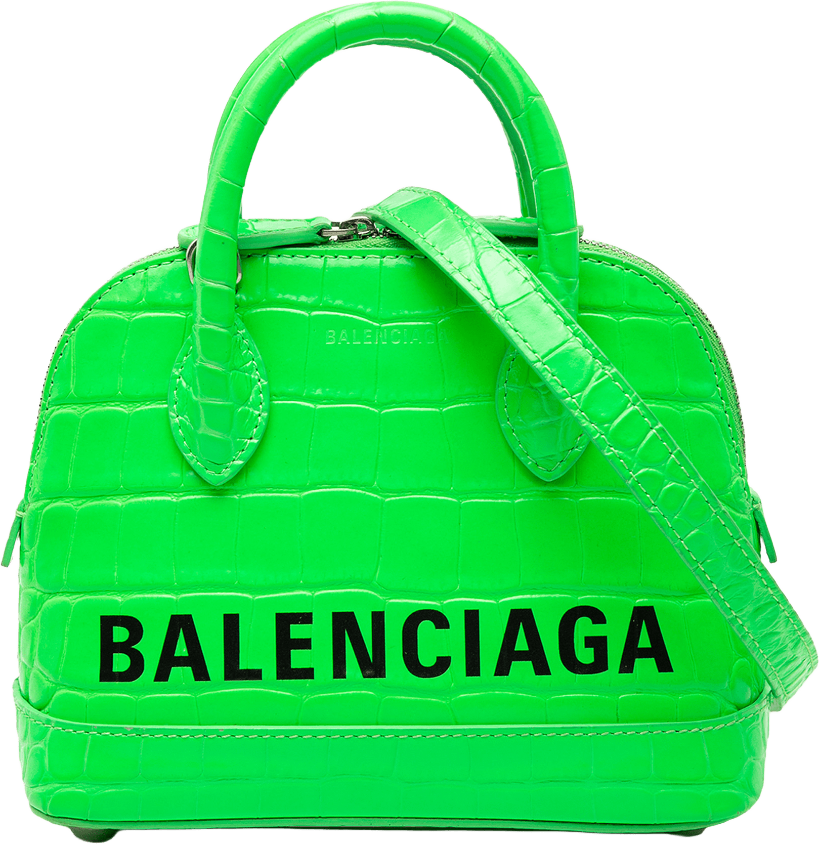 Balenciaga Croc Embossed Calfskin Ville Top Handle Bag Xxs, från Luxclusif, i färgen light green.