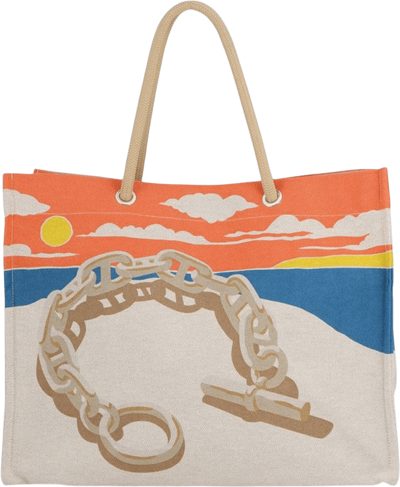 Hermès Toile Escale A La Plage Beach Bag, från Luxclusif, i färgen beige.