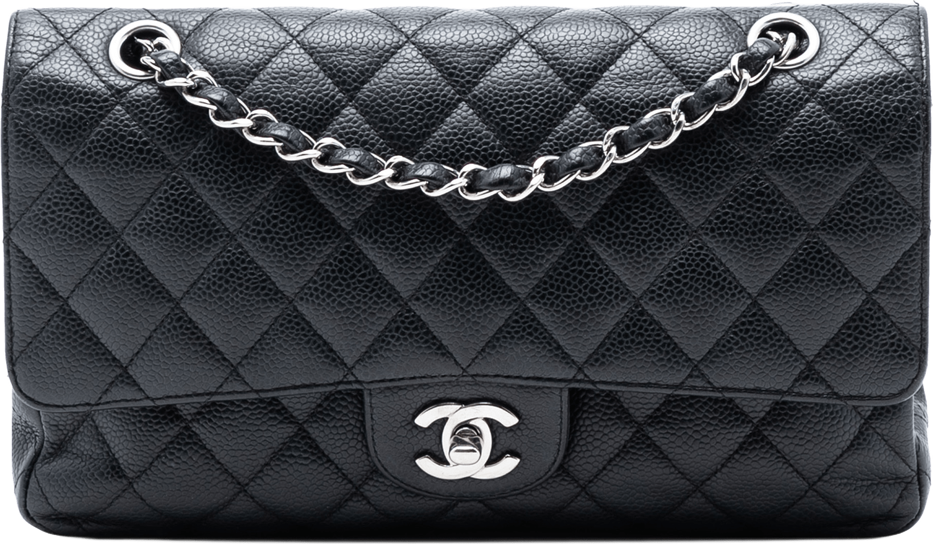 Chanel Medium Classic Caviar Double Flap, från Luxclusif, i färgen black.