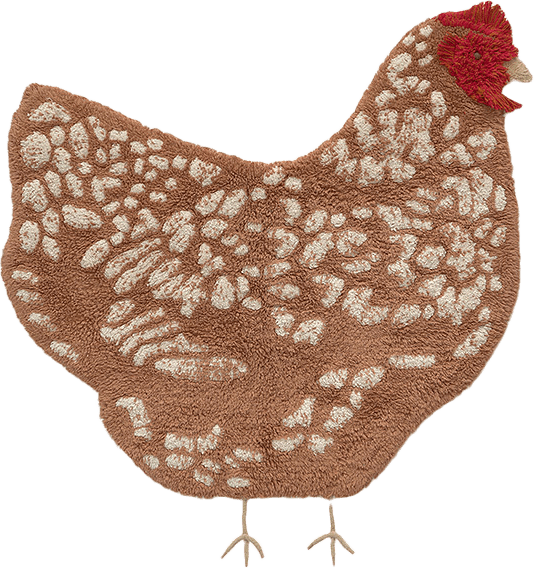 Tvättbar Matta Kyckling, från LORENA CANALS, i färgen natural, chestnut, light honey, red, terracotta.