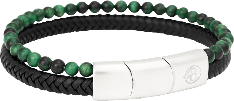 Linton Läderarmband, från by BILLGREN, i färgen black/green.