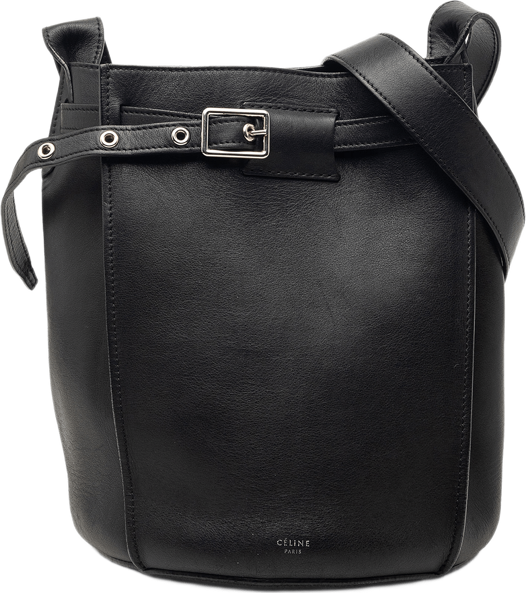 Celine Nano Leather Big Bag Bucket Crossbody, från Luxclusif, i färgen black.