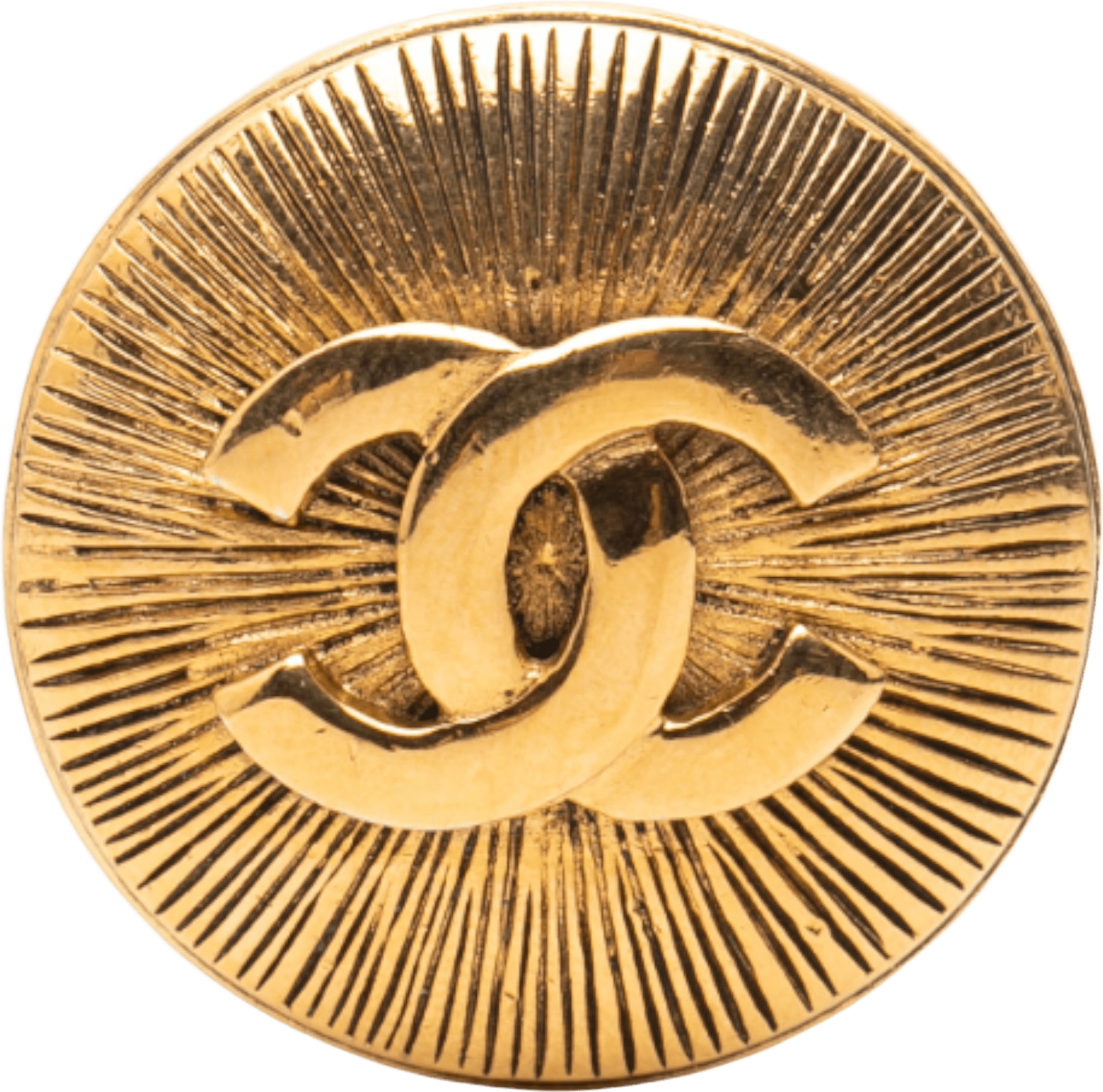 Chanel Gold Plated Cc Round Brooch, från Luxclusif, i färgen gold.
