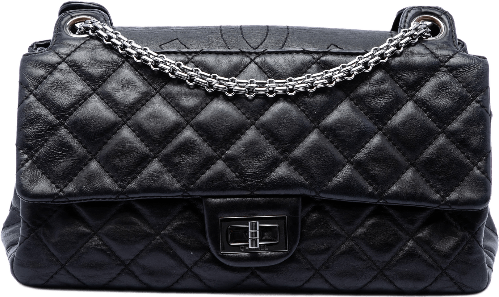 Chanel Quilted Aged Calfskin Reissue 2.55 Double Flap 226, från Luxclusif, i färgen black.