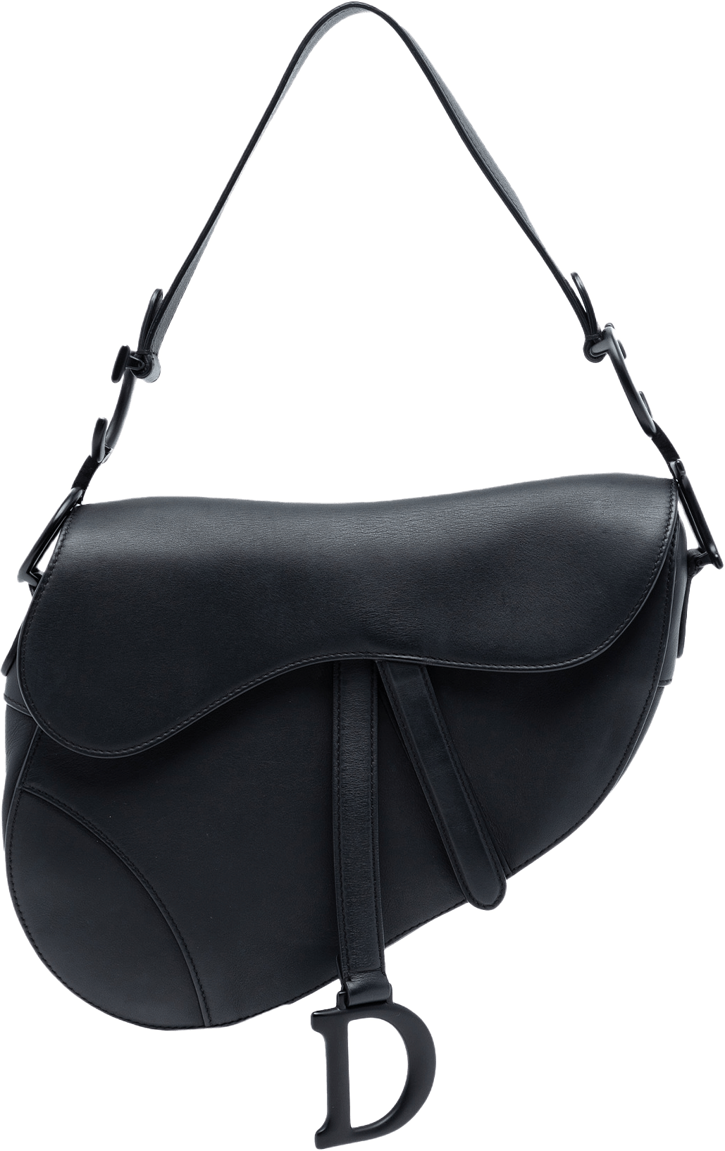 Dior Ultra Matte Calfskin Saddle Bag, från Luxclusif, i färgen black.
