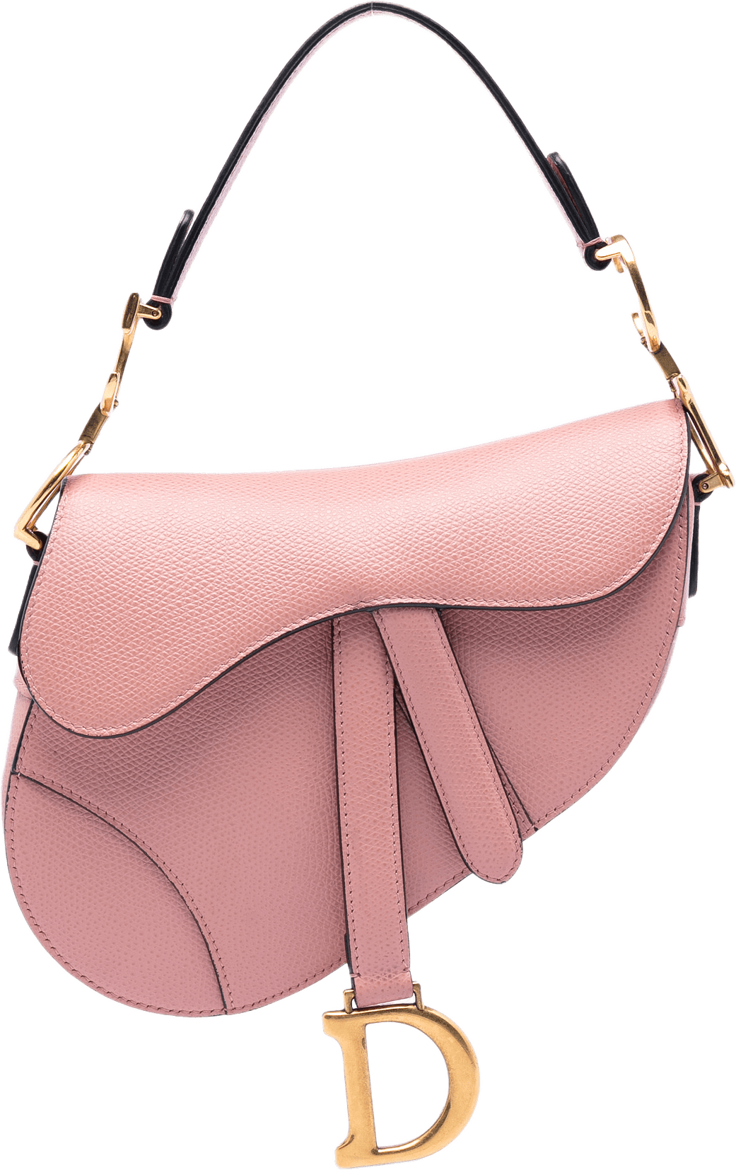 Dior Mini Grained Calfskin Saddle Bag, från Luxclusif, i färgen light pink.