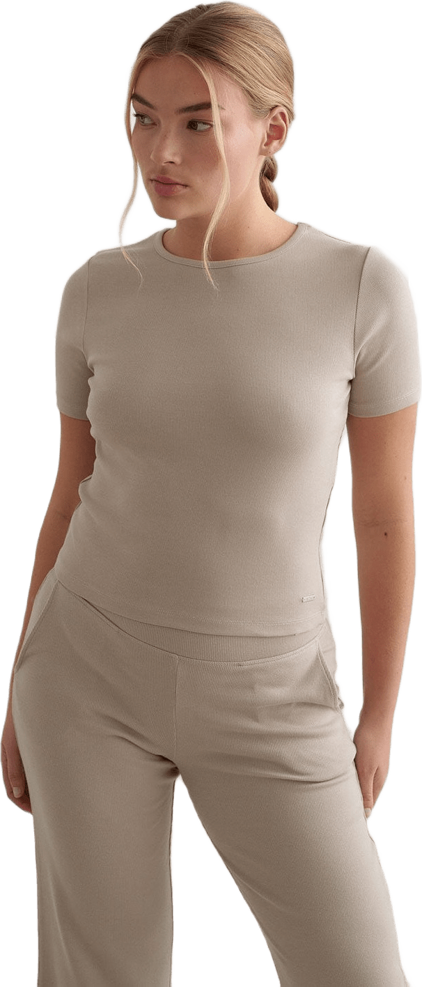 Dark Clay Ease Ribbed Short Sleeve