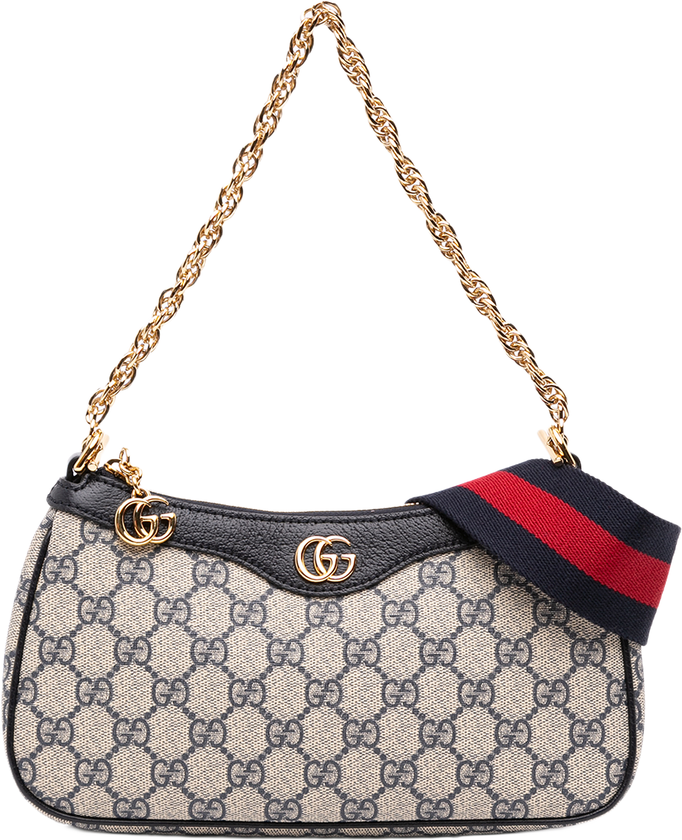 Gucci Small Gg Supreme Web Ophidia Satchel, från Luxclusif, i färgen beige.