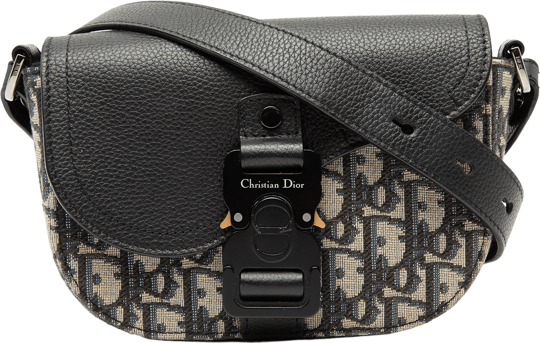 Dior Mini Oblique Canvas Saddle Buckle Messenger Bag, från Luxclusif, i färgen blue.
