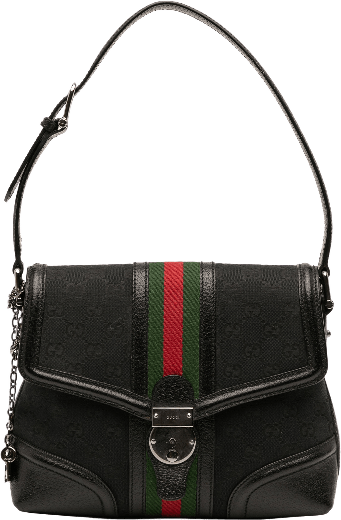 Gucci Small Gg Canvas Web Treasure Shoulder Bag, från Luxclusif, i färgen black.