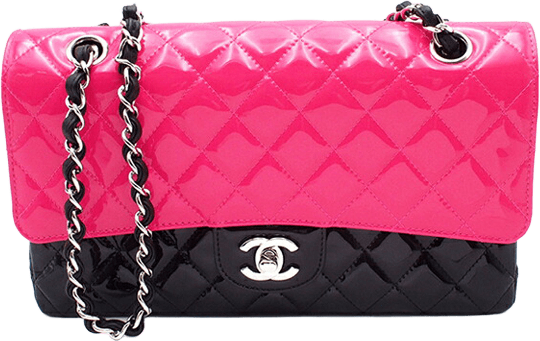 Chanel Medium Classic Bicolor Patent Double Flap