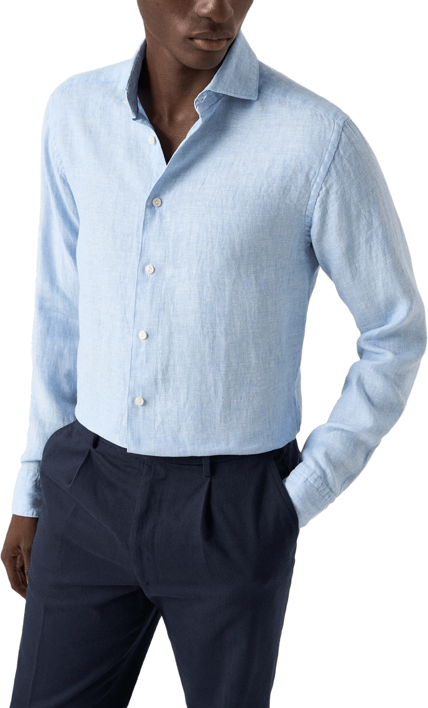 Linne Twill-skjorta Contemporary Fit, från Eton, i färgen light blue.