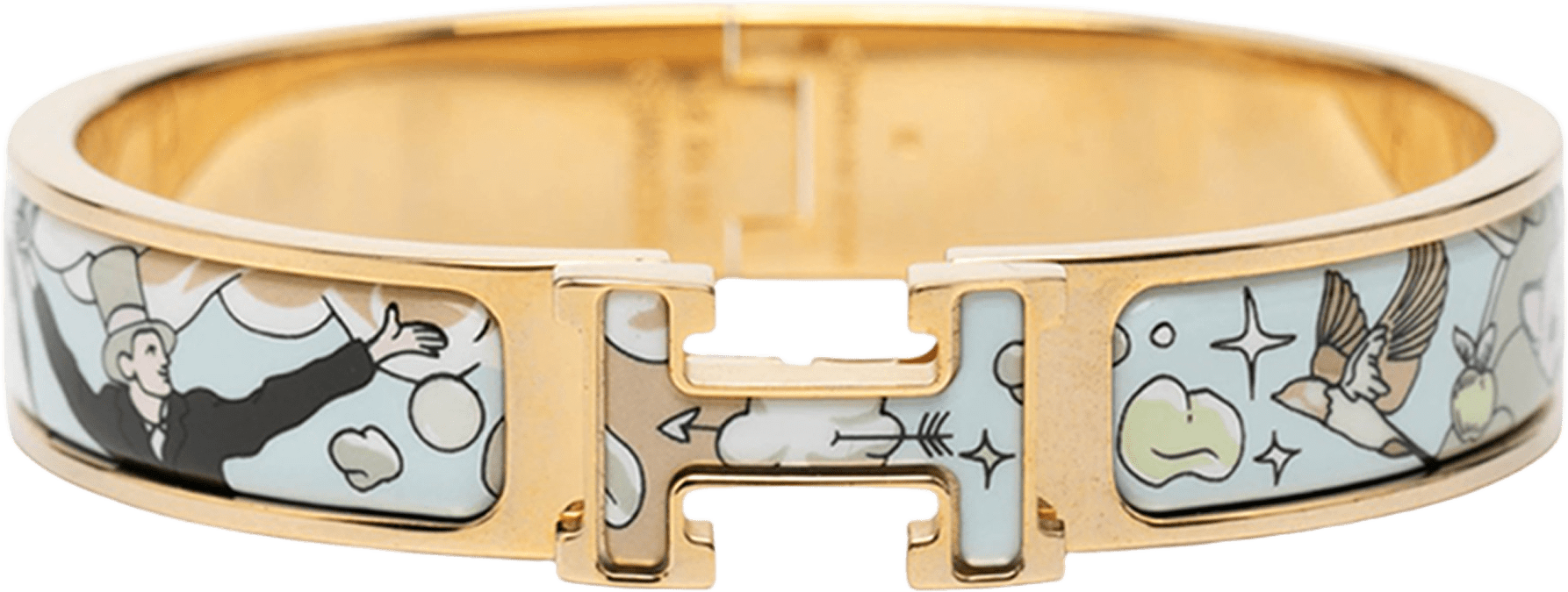 Hermès Narrow Enamel Dans Les Nuages Clic H Bracelet Pm, från Luxclusif, i färgen light blue.