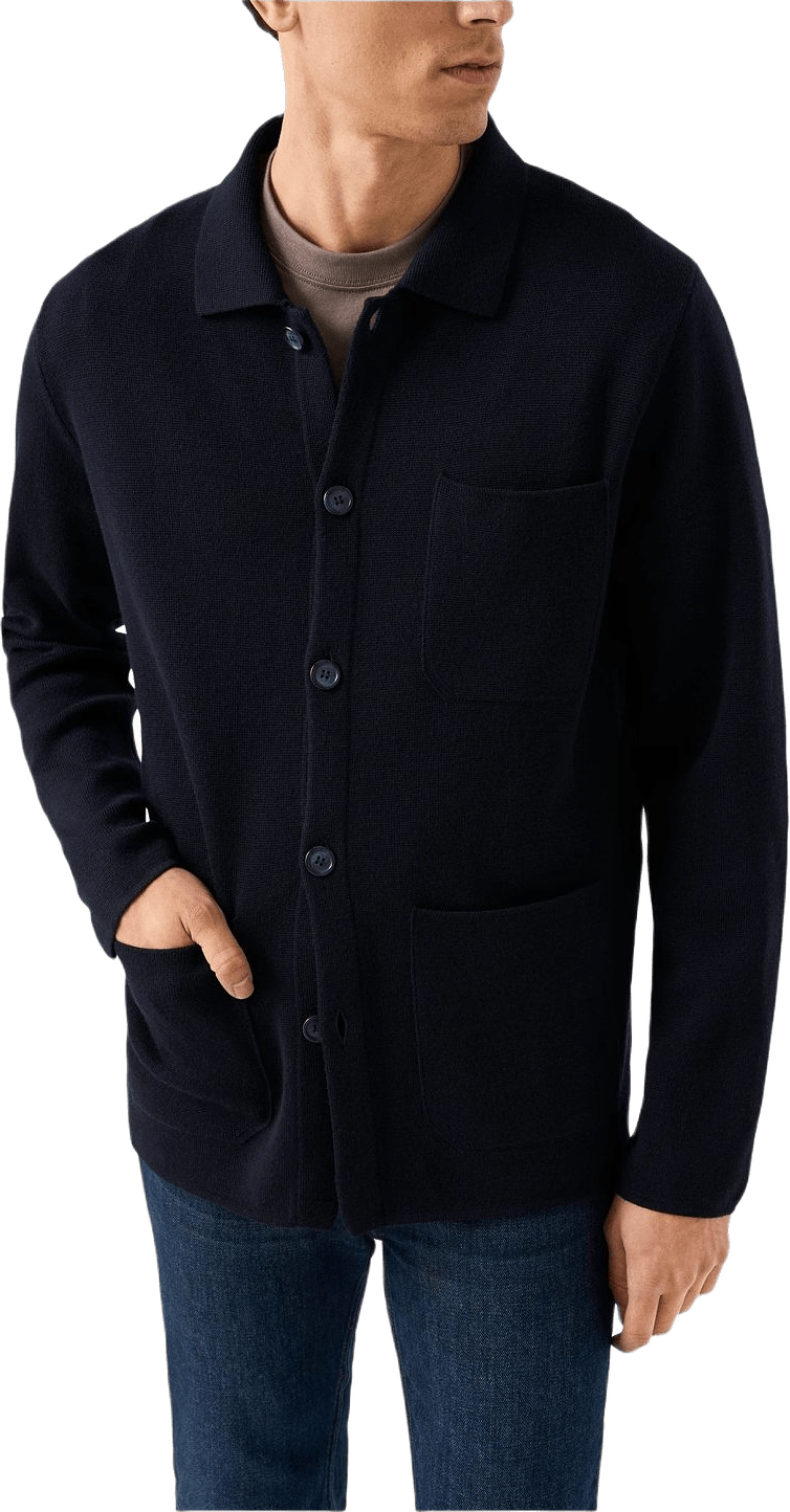 Milanostickad Overshirt, från Eton, i färgen navy blue.