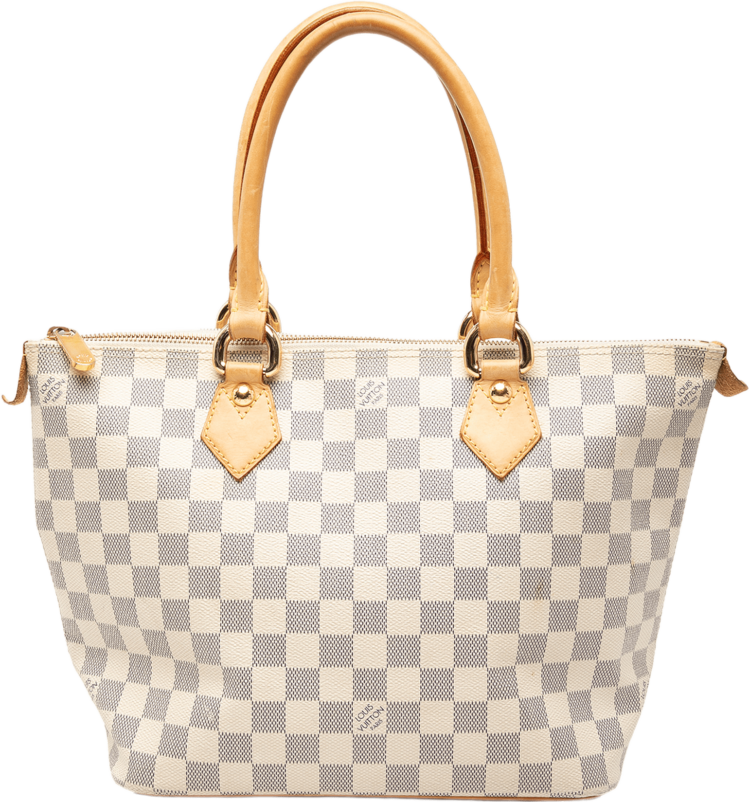 Louis Vuitton Damier Azur Saleya Pm, från Luxclusif, i färgen white.