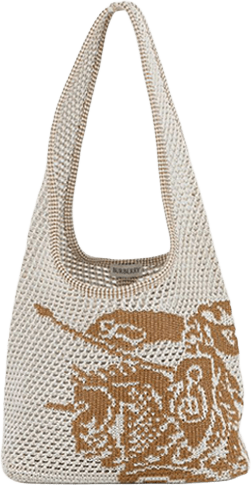 Burberry Crochet Viscose Equestrian Knight Tote, från Luxclusif, i färgen white.