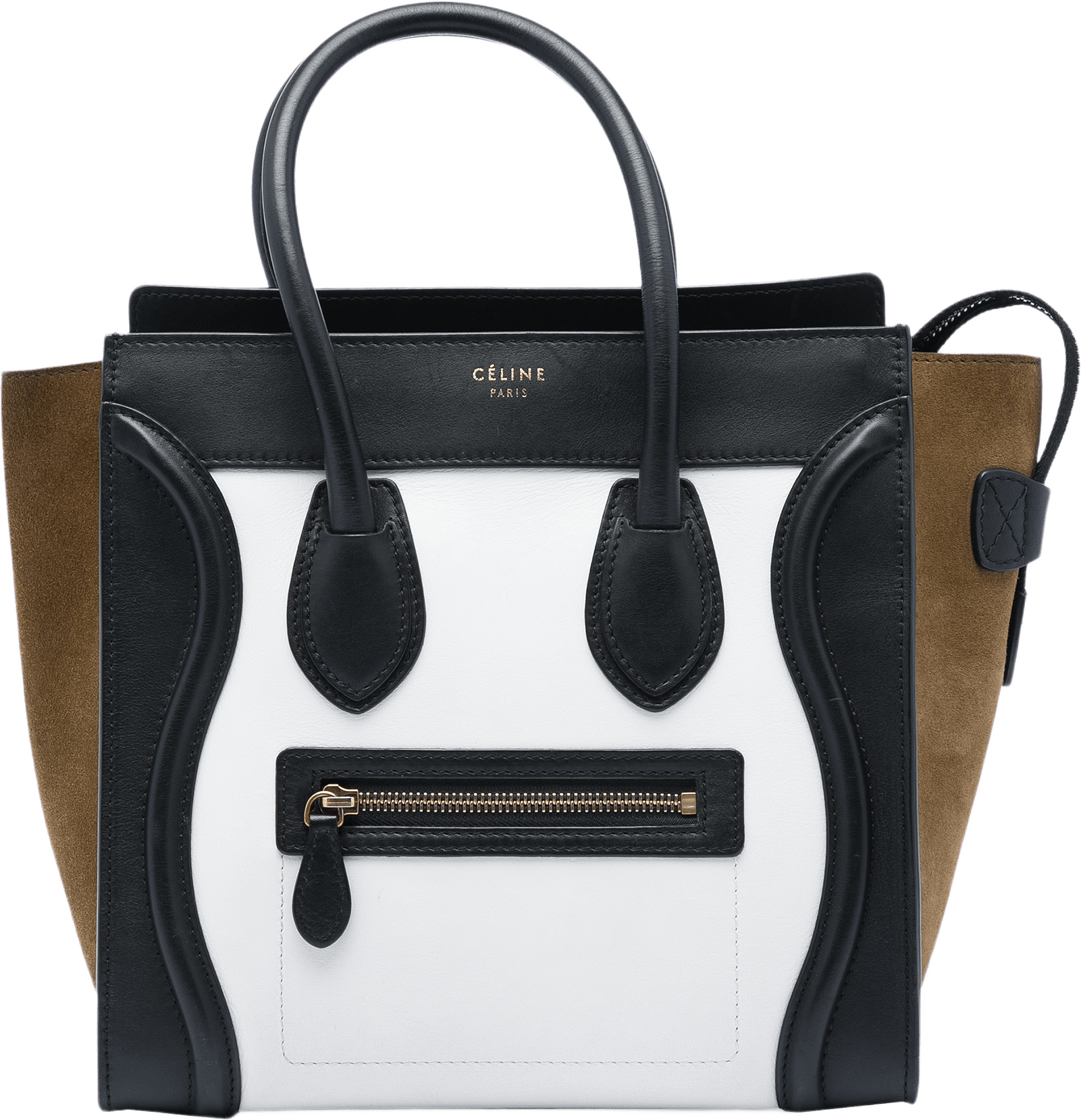 Celine Micro Tricolor Calfskin And Suede Luggage Tote, från Luxclusif, i färgen vit.