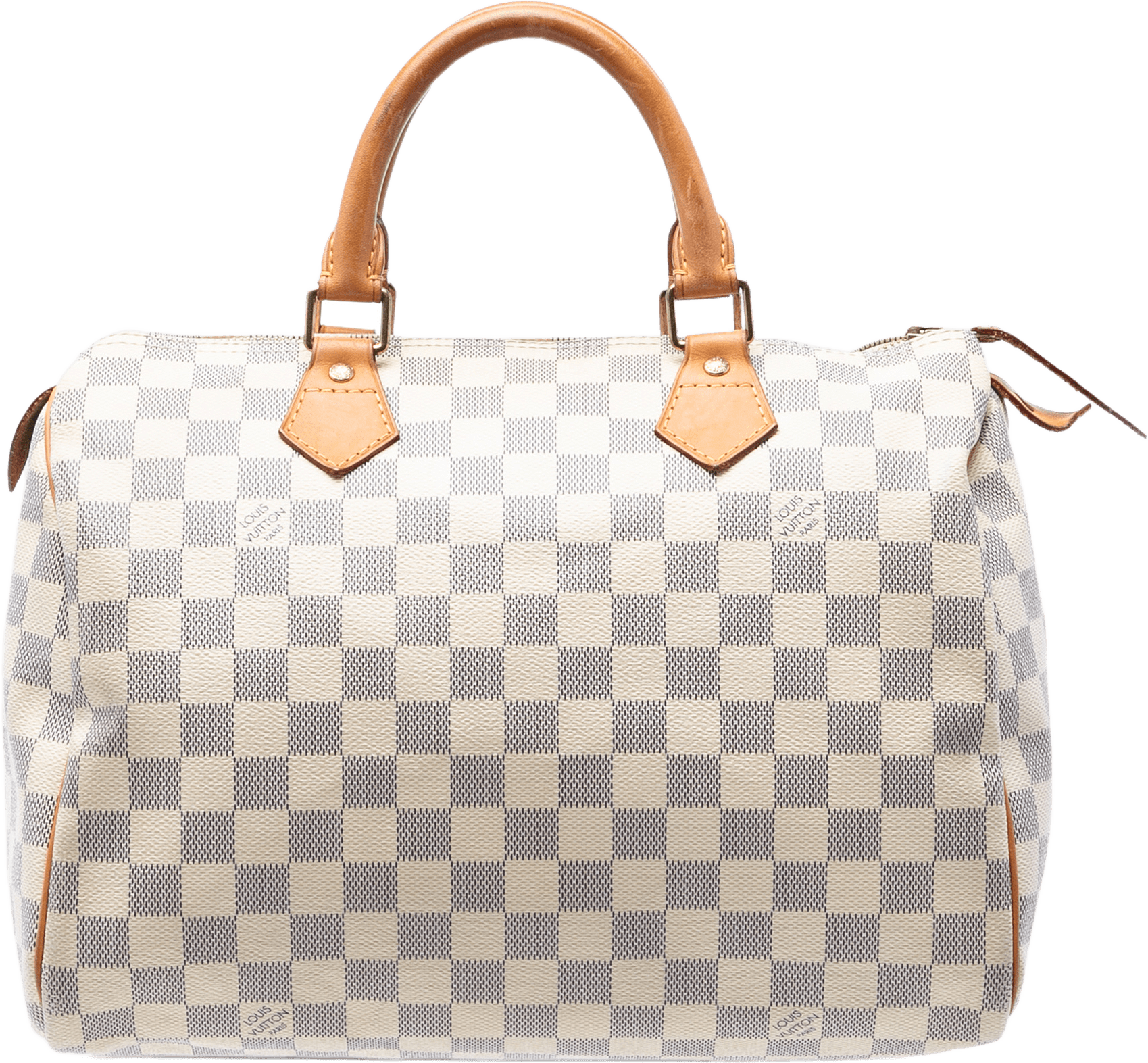 Louis Vuitton Damier Azur Speedy 30, från Luxclusif, i färgen white.