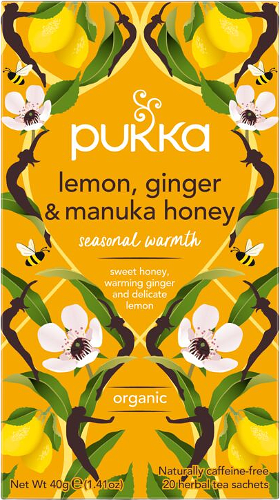 Örtte Lemon, Ginger & Manuka Honey, från Pukka.