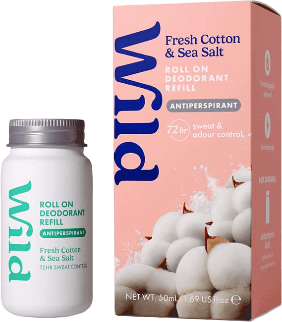 Antiperspirant Roll-on Refill Fräsch Bomull & Havssalt, från Wild.