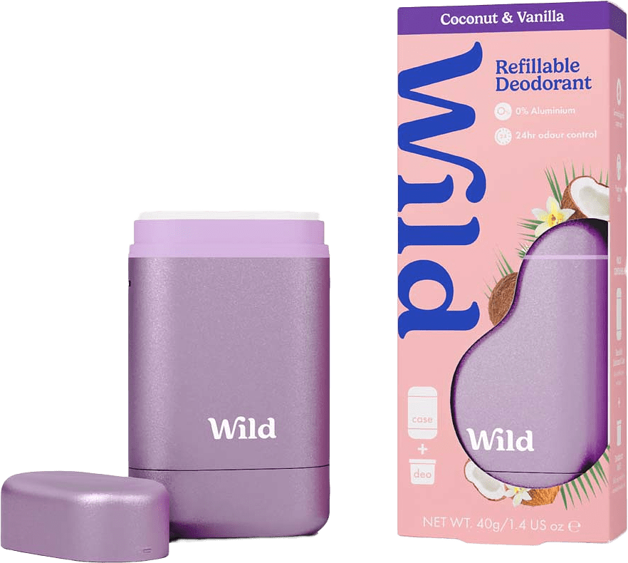 Deostick Lila Fodral Kokos & Vanilj Startpaket, från Wild.