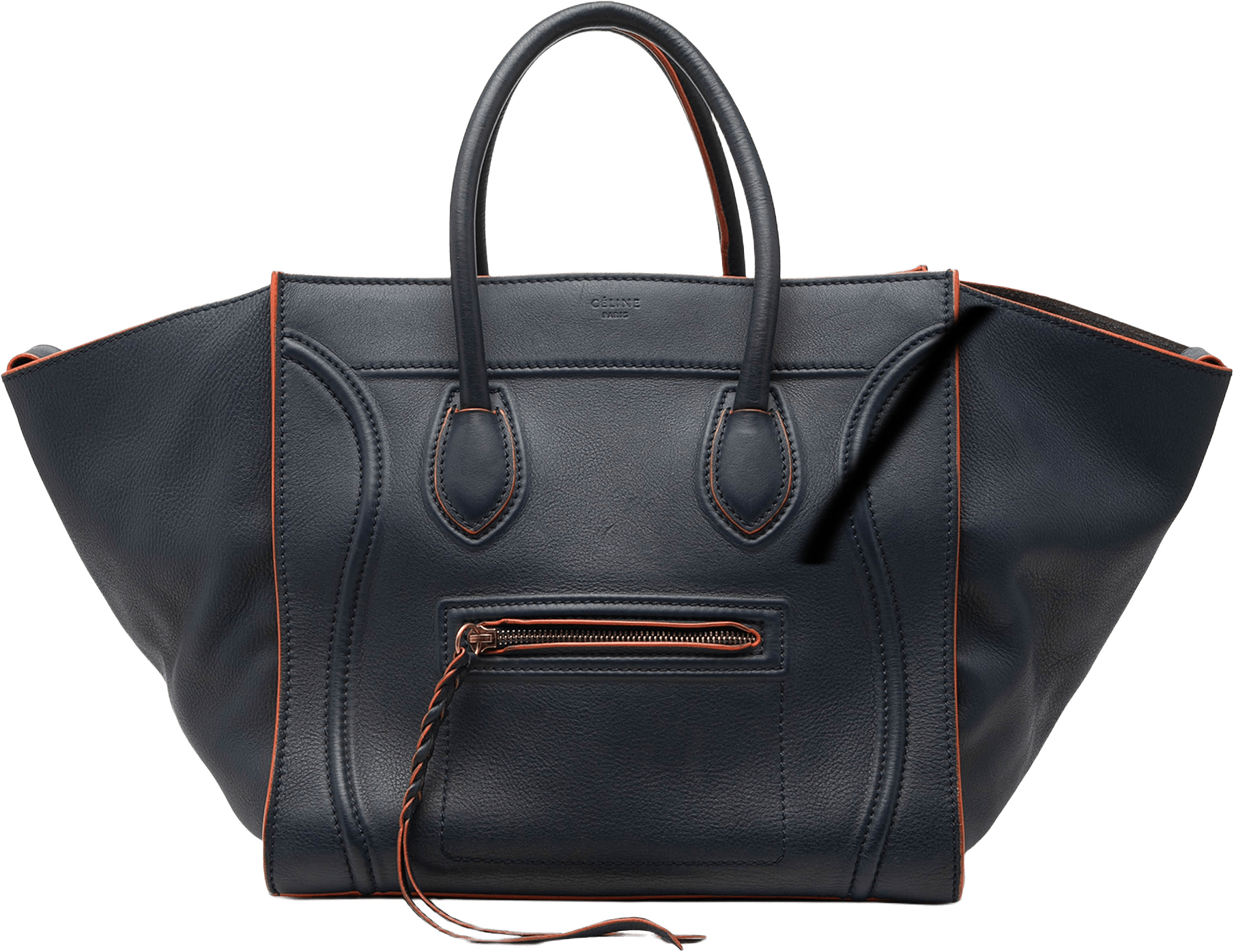Celine Medium Leather Phantom Luggage Tote, från Luxclusif, i färgen navy.