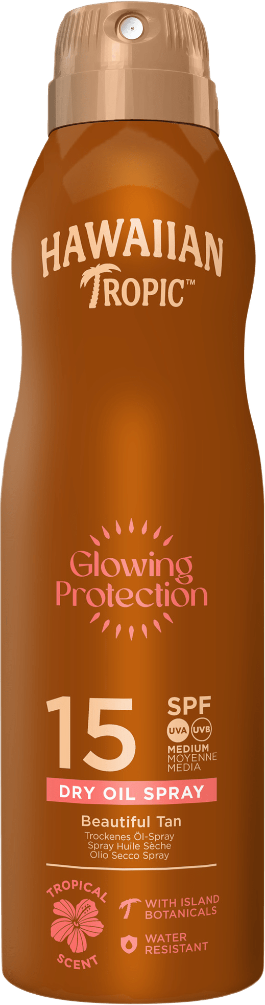 Glowing Protection Oil C-Spray SPF15, från Hawaiian Tropic, i färgen 177 ml.