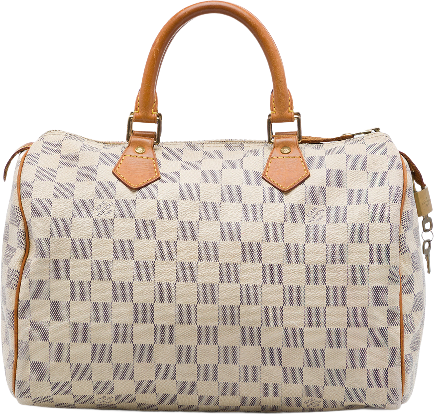 Louis Vuitton Damier Azur Speedy 30, från Luxclusif, i färgen vit.
