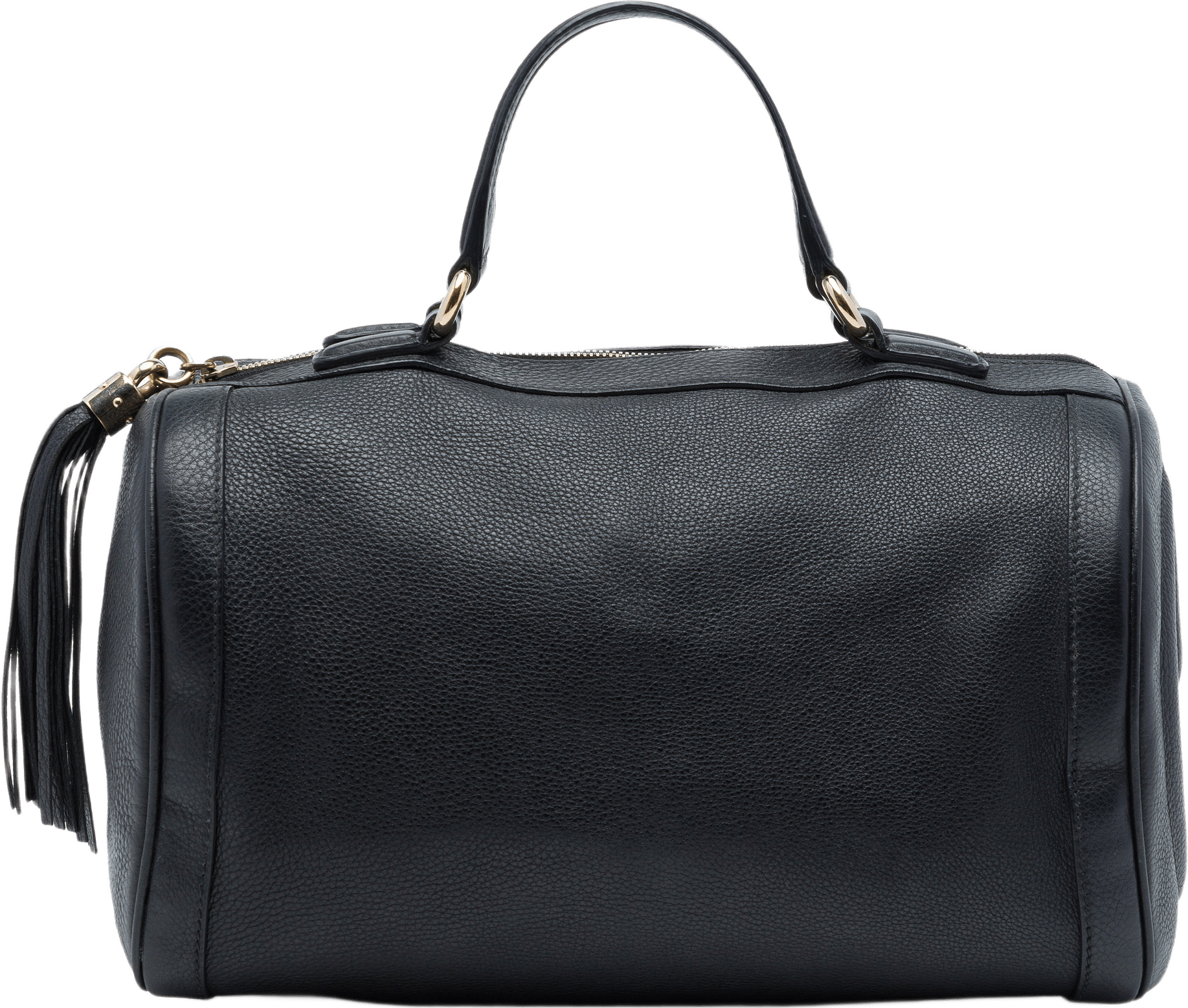 Gucci Medium Pebbled Calfskin Soho Boston Bag, från Luxclusif, i färgen svart.