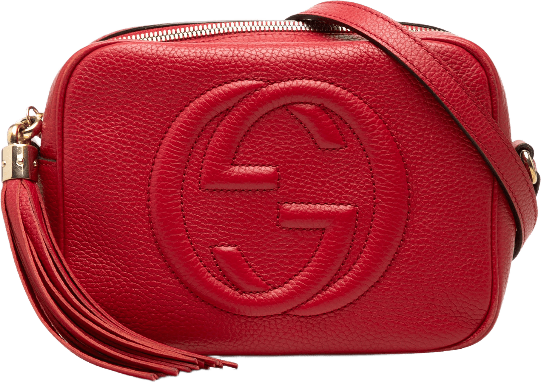 Gucci Leather Soho Disco Crossbody, från Luxclusif, i färgen röd.