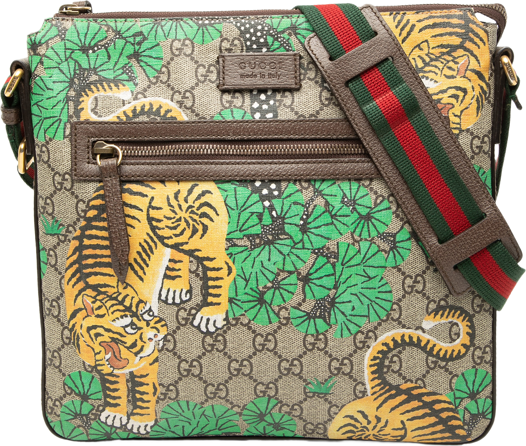 Gucci Gg Supreme Web Bengal Crossbody, från Luxclusif, i färgen beige.