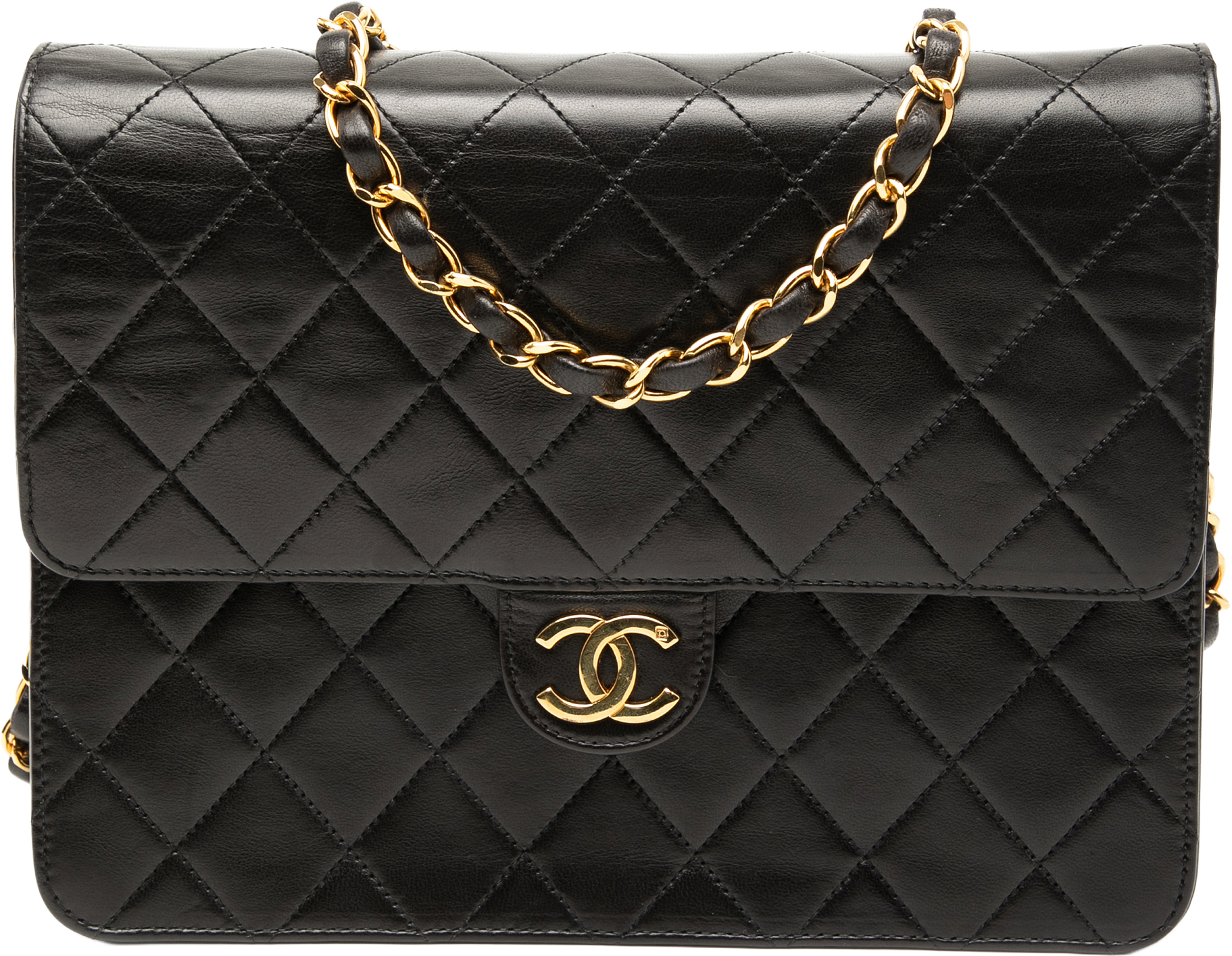 Chanel Small Cc Quilted Lambskin Single Flap, från Luxclusif, i färgen black.