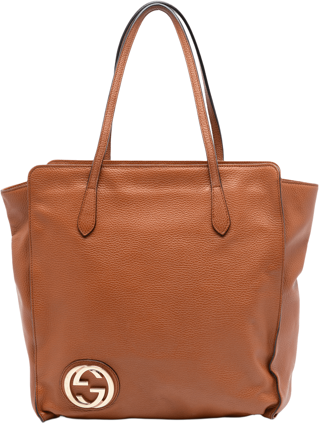 Gucci Dollar Calf Interlocking G Tote, från Luxclusif, i färgen brown.