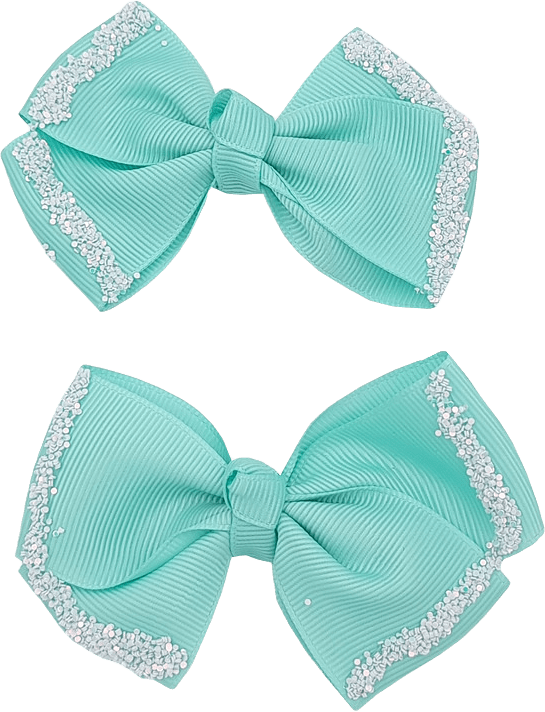 2 Pack Rosett Med Glitter, från Complement Kids, i färgen torqoise.