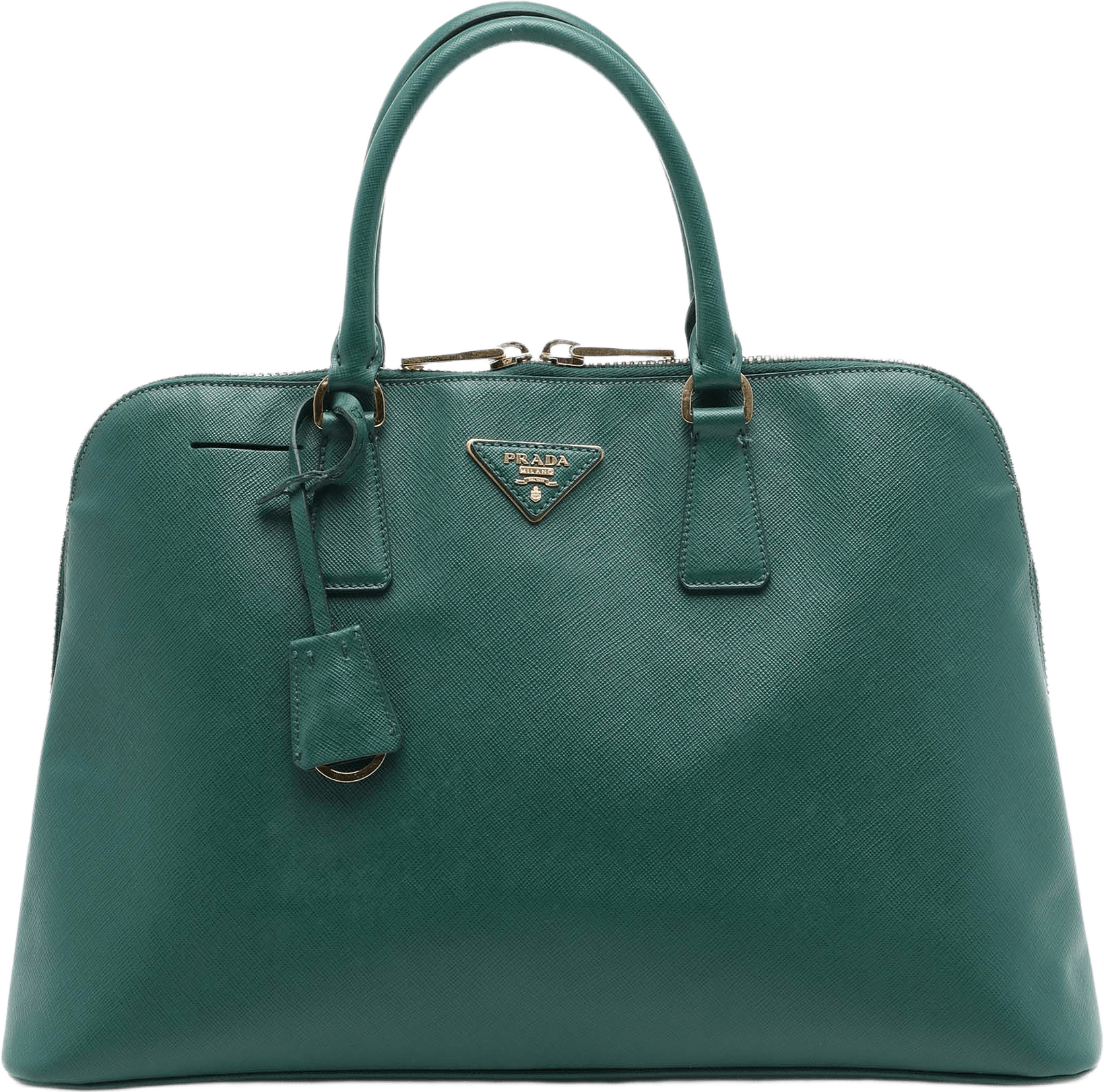 Prada Large Saffiano Lux Promenade Satchel, från Luxclusif, i färgen grön.
