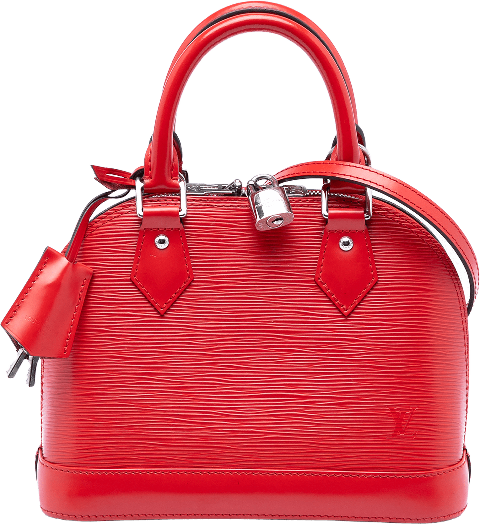 Louis Vuitton Epi Alma Bb, från Luxclusif, i färgen red.