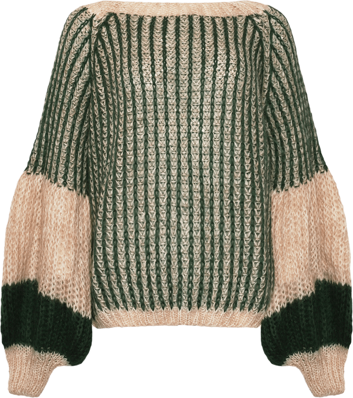 Liana Knit Sweater - Beige/bottle Green, från Noella, i färgen beige/bottle green.