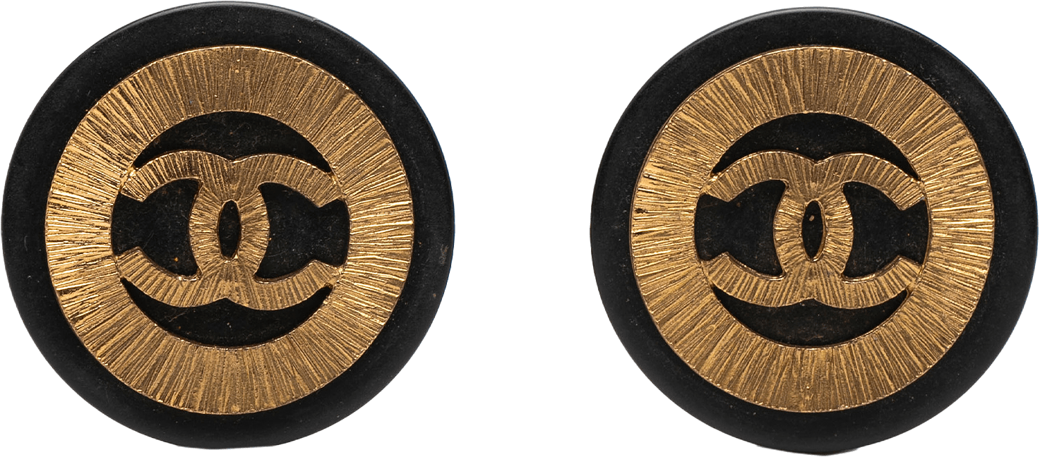 Chanel Cc Gold Plated And Resin Round Button Clip On Earrings, från Luxclusif, i färgen gold.