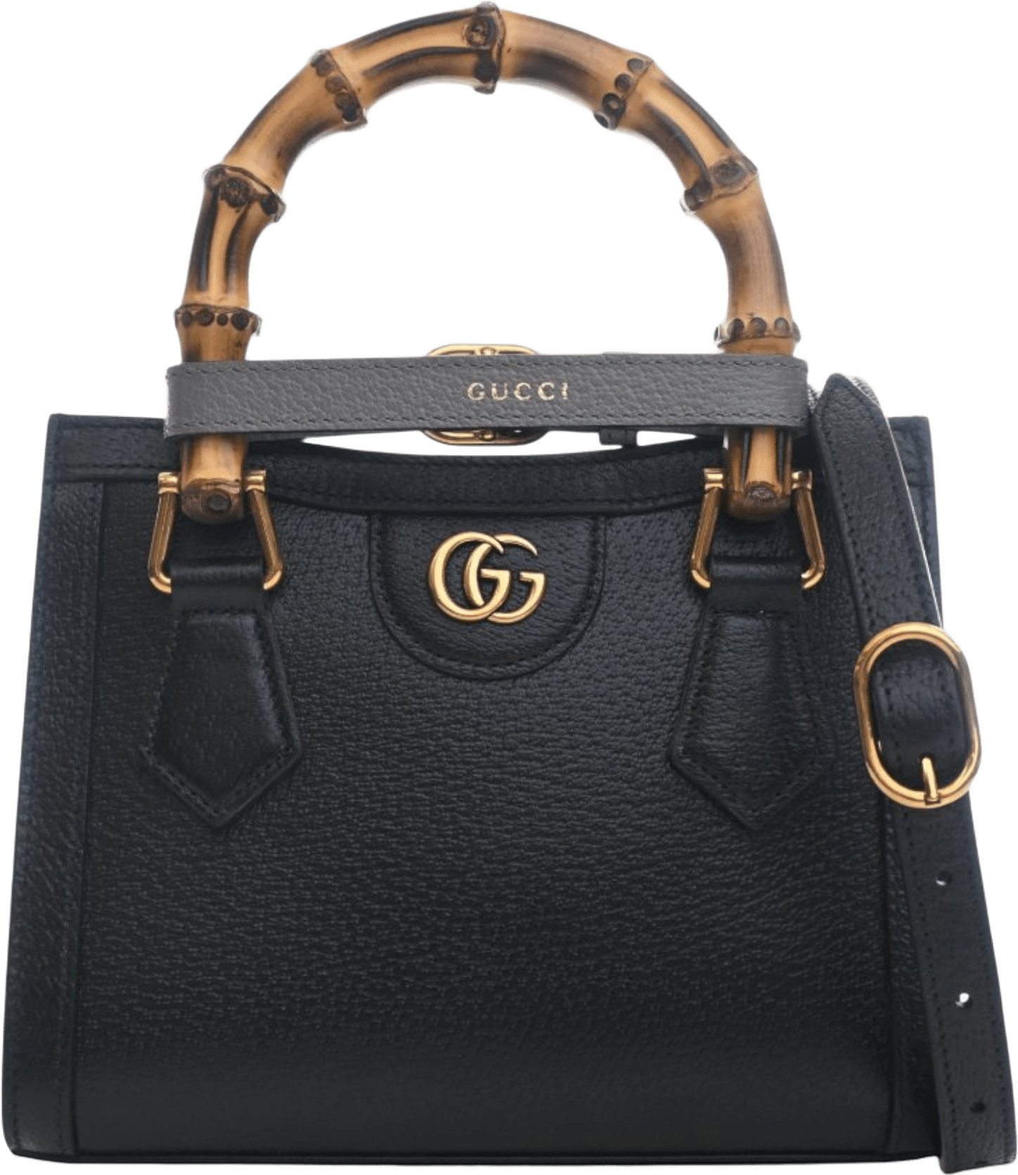 Gucci Small Calfskin Bamboo Diana Satchel, från Luxclusif, i färgen black.